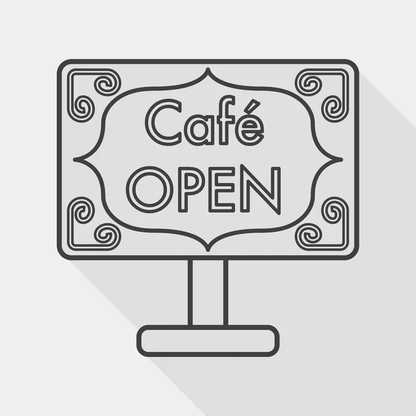 Insegne caffetteria icona piatta con lunga ombra, eps10 — Vettoriale Stock