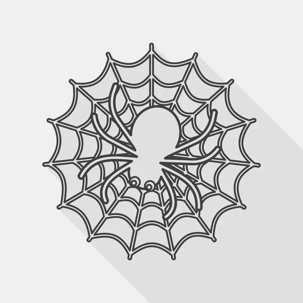 万圣节蜘蛛平面图标与长长的影子，eps10 — 图库矢量图片