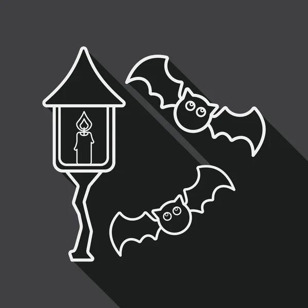 Halloween murciélago icono plano con sombra larga, eps10 — Vector de stock