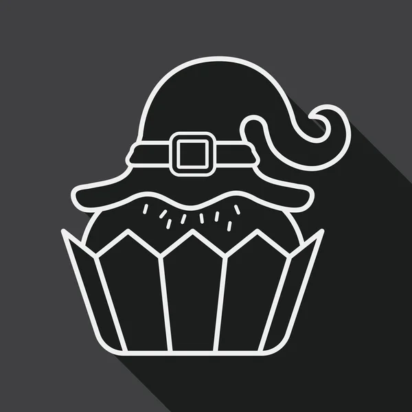 Cupcake d'Halloween avec chapeau de sorcière icône plate avec longue ombre, ep — Image vectorielle