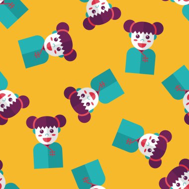 Çin yeni yılı kız uzun gölge, eps10 düz simgesiyle