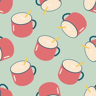 kahve latte sanat düz simgesiyle uzun gölge, eps10