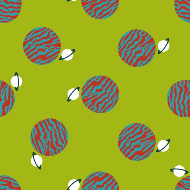 Uzay gezegen düz simgesi, eps10 Dikişsiz desen arka plan