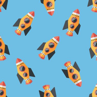 Uzay roketi düz simgesi, eps10 Dikişsiz desen arka plan