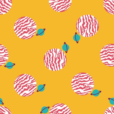 Uzay gezegen düz simgesi, eps10 Dikişsiz desen arka plan