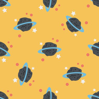 Uzay gezegen düz simgesi, eps10 Dikişsiz desen arka plan