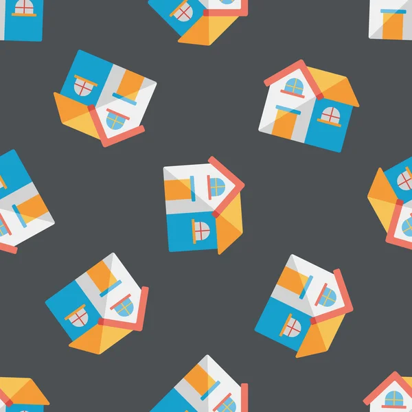 Gebouw huis platte pictogram, eps10 naadloze patroon achtergrond — Stockvector