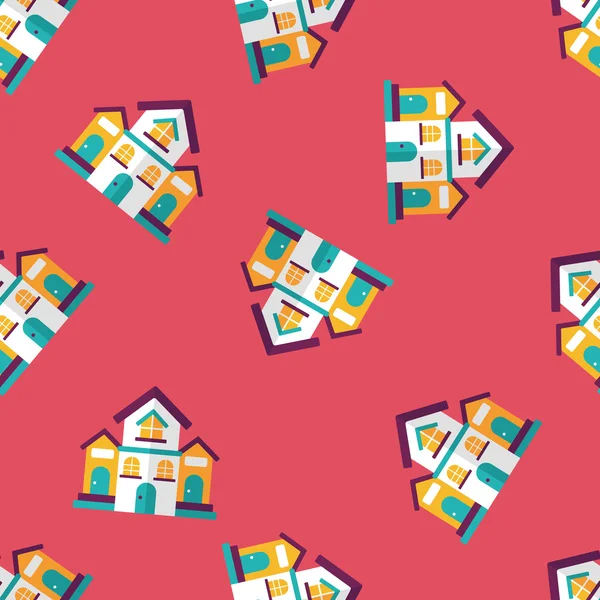 Building house flat icon, eps10 seamless pattern background — стоковый вектор