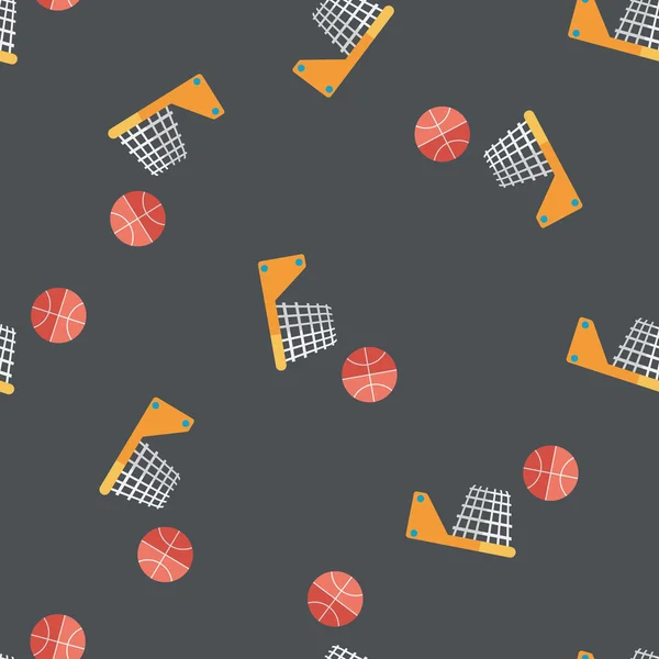 Icono plano de baloncesto, eps10 fondo de patrón sin costuras — Vector de stock