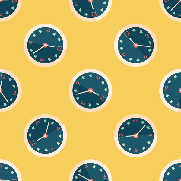 Reloj icono plano, eps10 fondo de patrón sin costuras — Archivo Imágenes Vectoriales