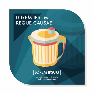 Uzun Gölge, eps10 ile mutfak eşyaları çöp düz simgesi