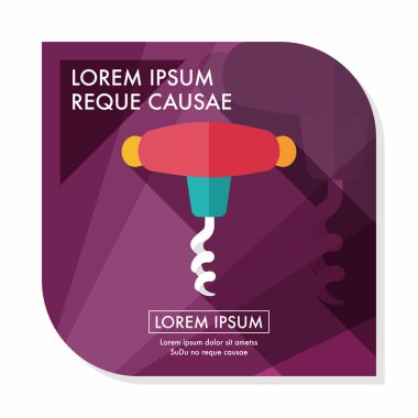 Uzun Gölge, eps10 mutfak eşyaları tirbuşon düz simgesiyle