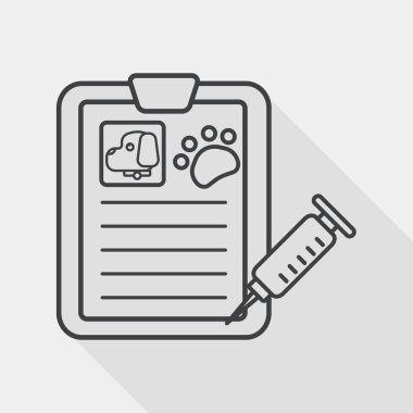 Evde beslenen hayvan tıbbi kayıtları uzun gölge, eps10 simgesiyle düz