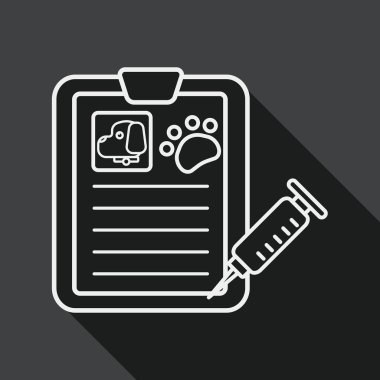 Evde beslenen hayvan tıbbi kayıtları uzun gölge, eps10 simgesiyle düz