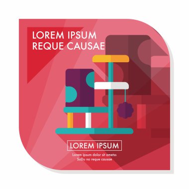 Evde beslenen hayvan kedi ağaç uzun gölge, eps10 düz simgesiyle