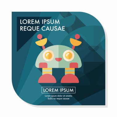 Robot kavramı uzun gölge, eps10 düz simgesiyle