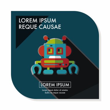 Robot kavramı uzun gölge, eps10 düz simgesiyle