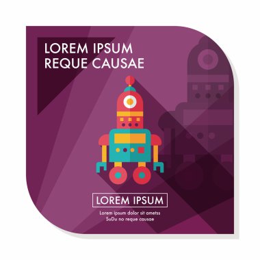 Robot kavramı uzun gölge, eps10 düz simgesiyle