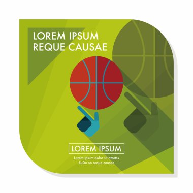 Basketbol düz simgesi ile uzun gölge, eps10