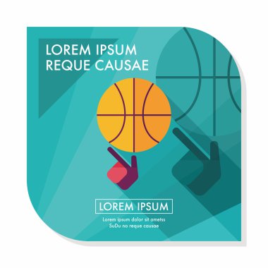 Basketbol düz simgesi ile uzun gölge, eps10
