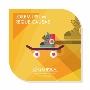 kaykay uzun gölge düz simgesi