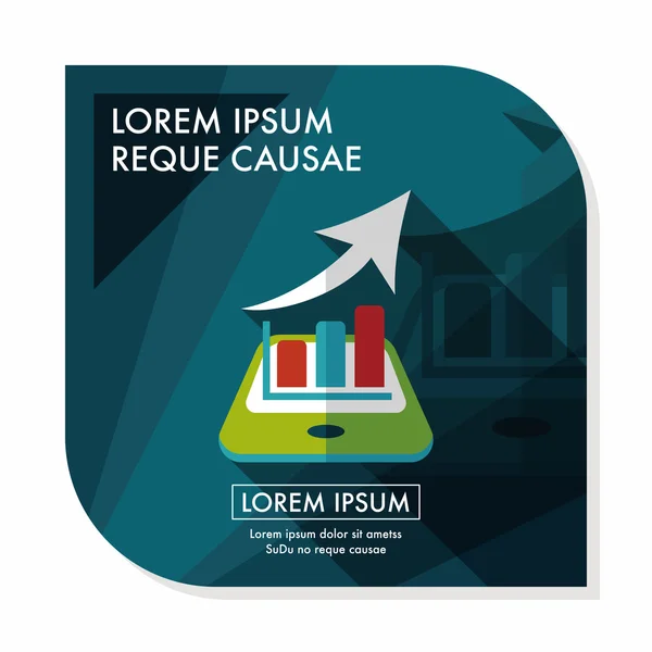 長い影、eps10 とビジネス グラフ フラット アイコン — ストックベクタ