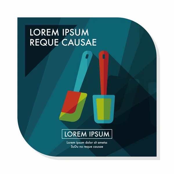Кухонная утварь с плоским значком с длинной тенью, епс10 — стоковый вектор
