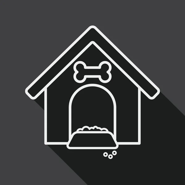 Mascotas casa de perro icono plano con sombra larga, eps10 — Vector de stock