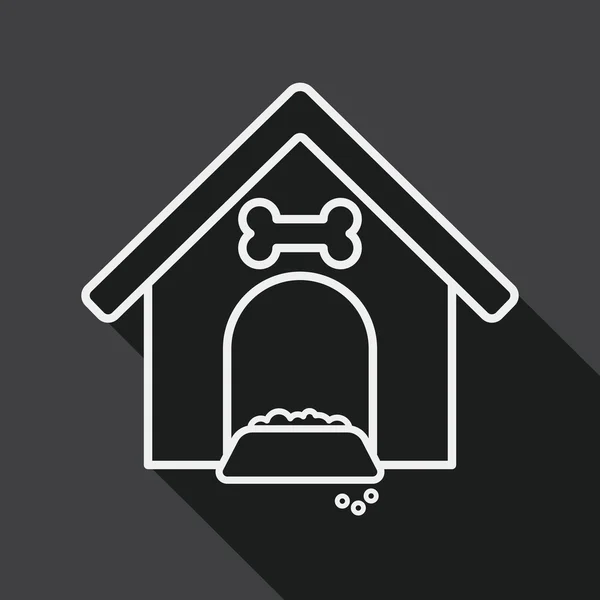 Mascotas casa de perro icono plano con sombra larga, eps10 — Archivo Imágenes Vectoriales