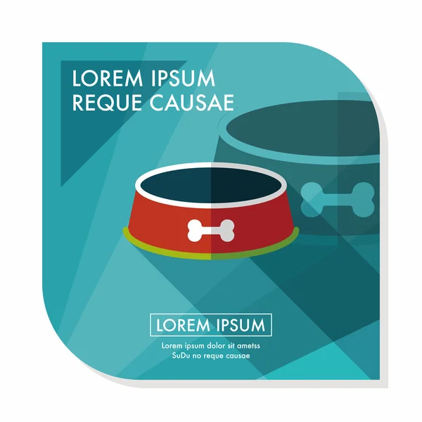 Uzun Gölge, eps10 ile evde beslenen hayvan köpek kase düz simgesi — Stok Vektör