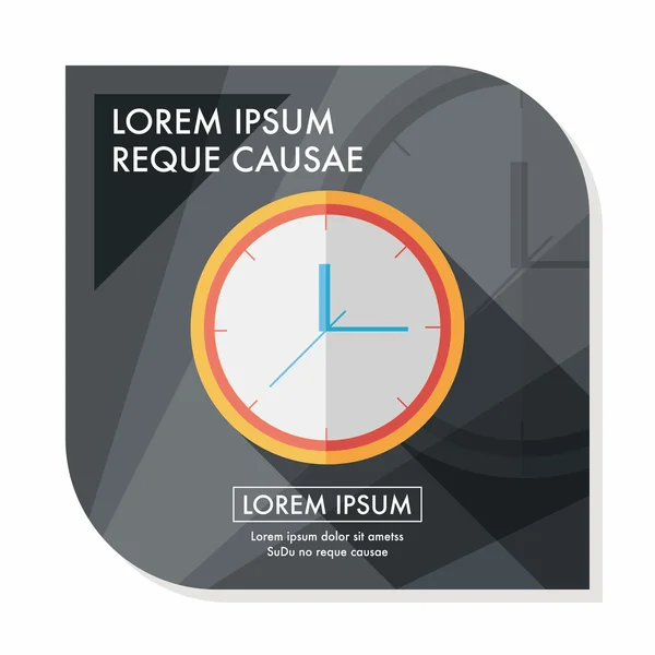 Clock flat icon with long shadow, eps10 — стоковый вектор