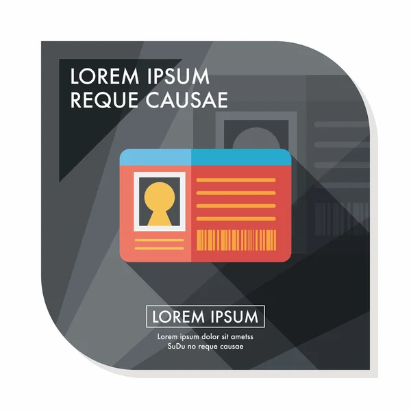 Card de identificare pictograma plat cu umbra lunga — Vector de stoc