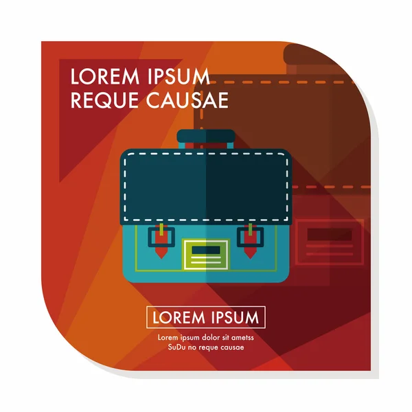 Platte pictogram van werkmap schooltas met lange schaduw, eps10 — Stockvector