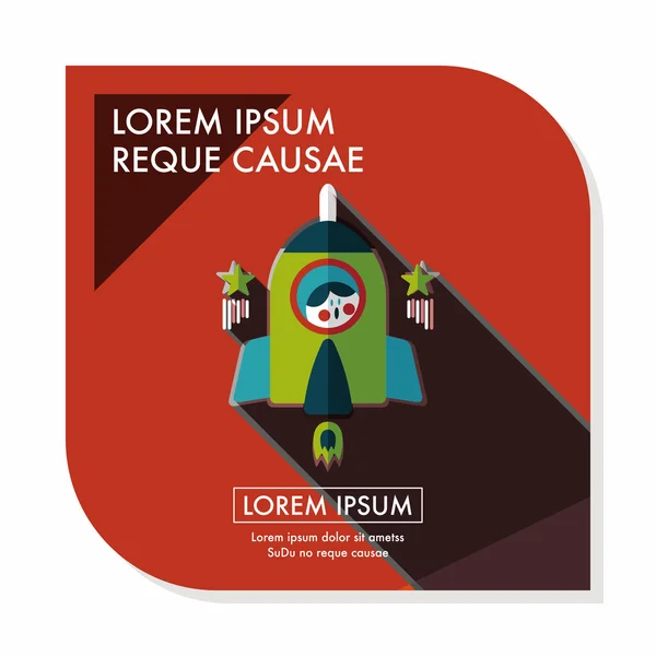 Space rocket and astronaut flat icon with long shadow, eps10 — стоковый вектор