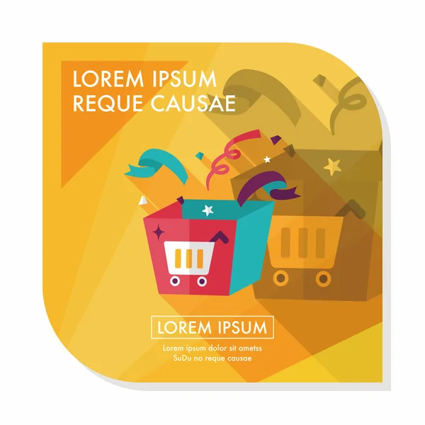 Compras presente icono plano con sombra larga, eps10 — Vector de stock