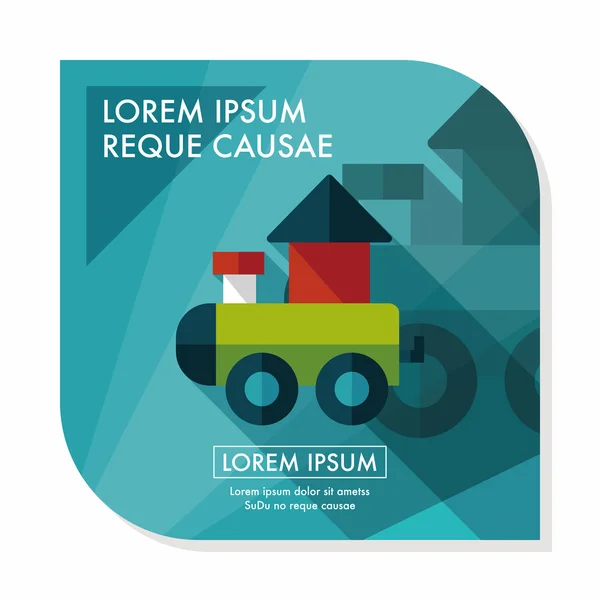 Trem ícone de brinquedo plano com sombra longa, EPS 10 —  Vetores de Stock