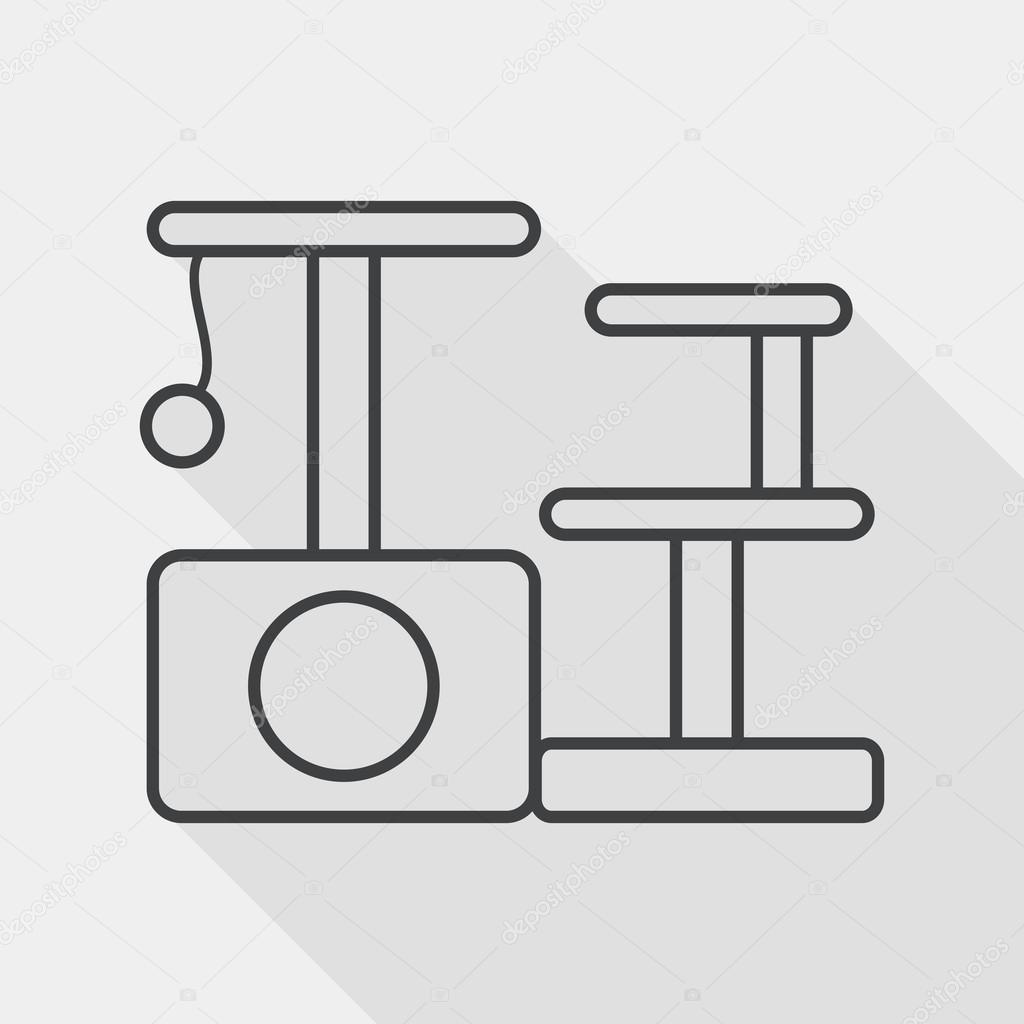 Pet cat tree flat icon with long shadow,eps10 Stock Vector by