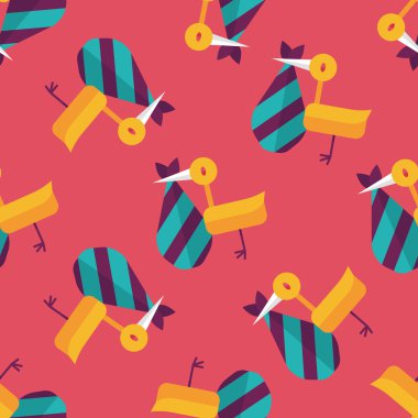 kuş ve bebek düz simgesi, eps10 Dikişsiz desen arka plan