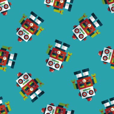 Vintage robot düz simgesini eps 10 Dikişsiz desen arka plan