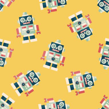 Vintage robot düz simgesini eps 10 Dikişsiz desen arka plan