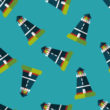 Deniz feneri düz simgesi, eps10 Dikişsiz desen arka plan