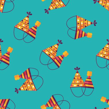 Doğum günü şapkası düz simgesi, eps10 Dikişsiz desen arka plan