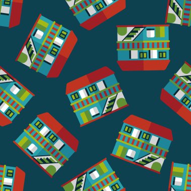 Bina ev düz simgesi, eps10 Dikişsiz desen arka plan