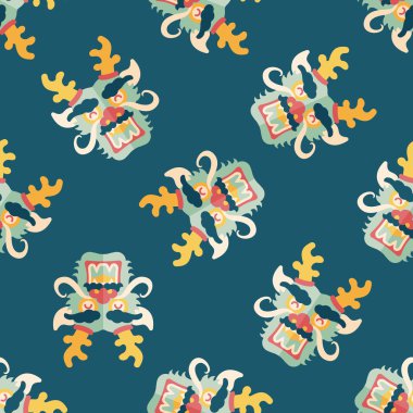 Çin yeni yılı düz simgesi, eps10, dragon ve Dikişsiz desen arka plan