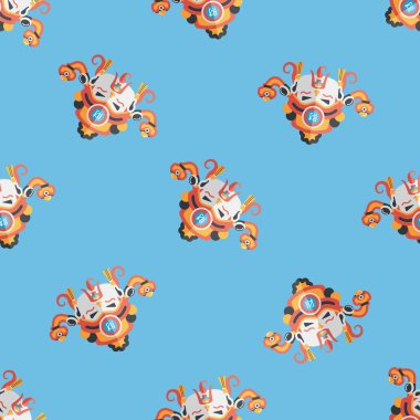 Çin yeni yılı düz simgesi, eps10, servet Dikişsiz desen arka plan tanrısı