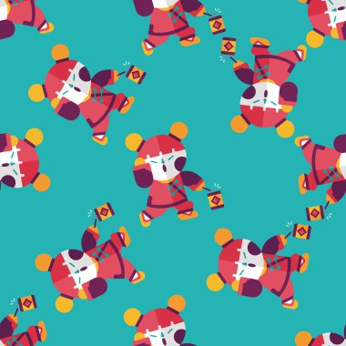 Çin yeni yılı kız düz simgesi, eps10 Dikişsiz desen arka plan