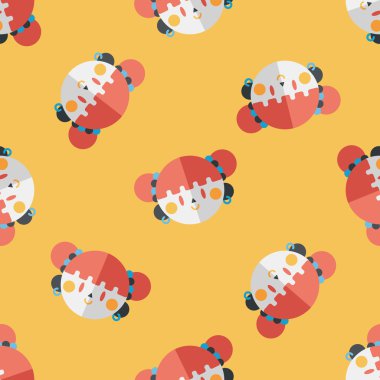 Çin yeni yılı kız düz simgesi, eps10 Dikişsiz desen arka plan