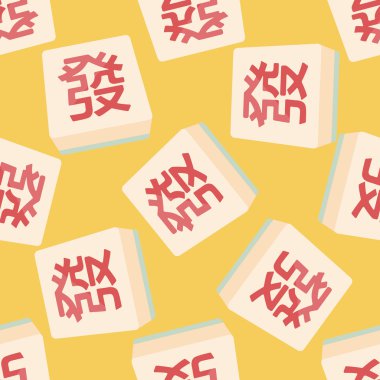 Chinese mahjong flat icon,eps10 seamless pattern background clipart