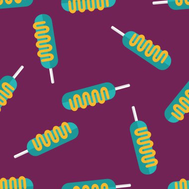 Sosisli sandviç düz simgesi, eps10 Dikişsiz desen arka plan