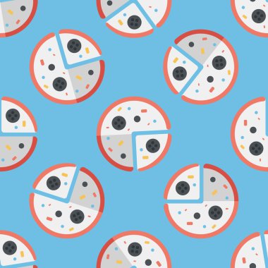 Pizza düz simgesi, eps10 Dikişsiz desen arka plan